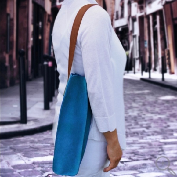 Leather bag sky blue 🔝 suede Decor - Picture 3 of 6